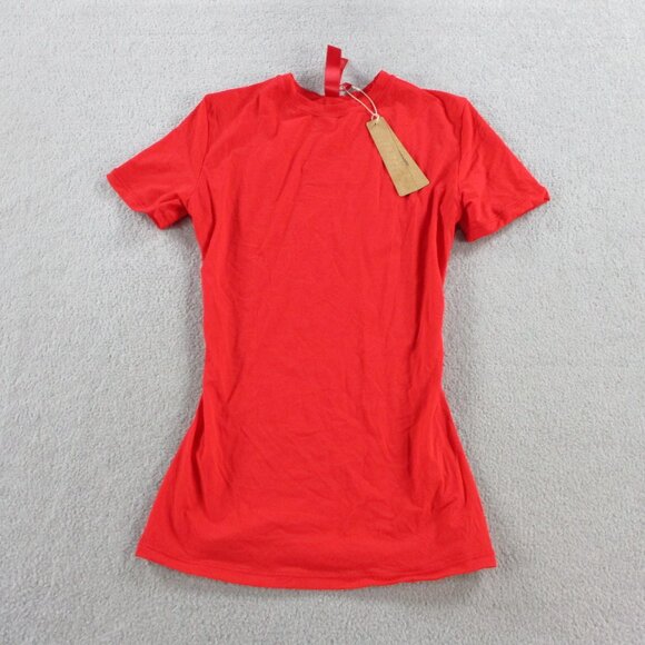 SKIMS Fits Everybody Short Sleeve T Shirt Womens 2XS XXS Cherry Red Stretch NWT - Picture 3 of 9